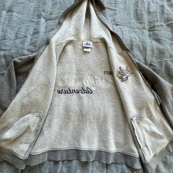 Disney Vintage California Adventure Zip Hoodie Gray Sweatshirt XL Gray with flaw - Picture 5 of 8